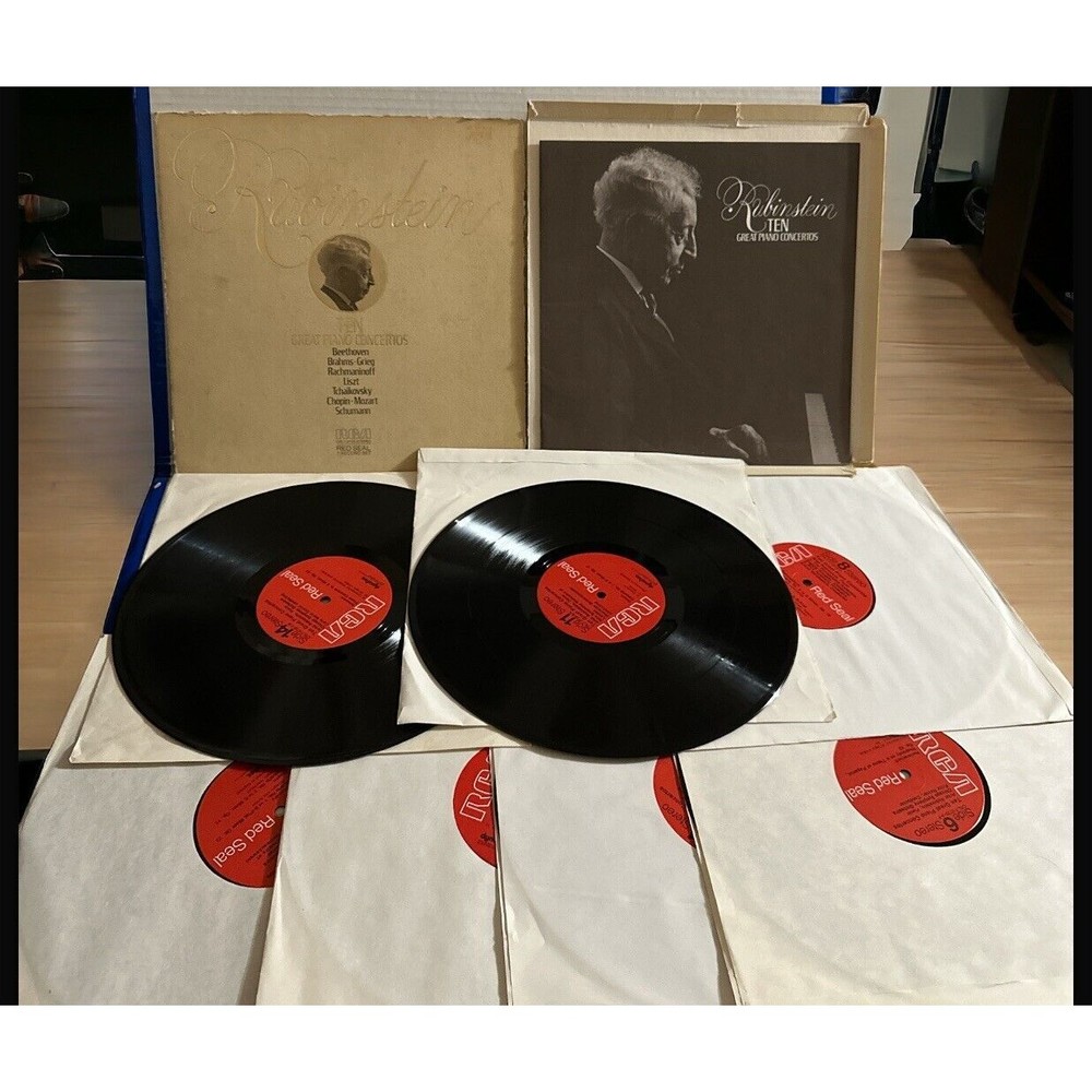 Rubinstein Ten Great Piano Concertos 7 LP BOX SET w/ Insert Read Box Broken